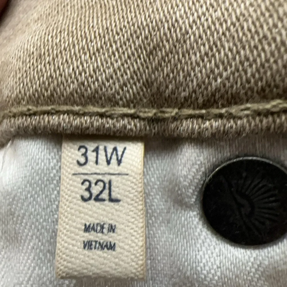 Faherty Stretch Terry Jeans Mens 31x32 Beige Slim Straight Stretch Denim Casual